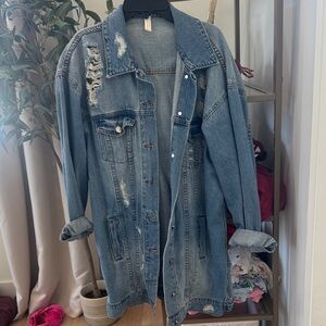 Flamingo Urban Light Blue Distressed Denim Jacket